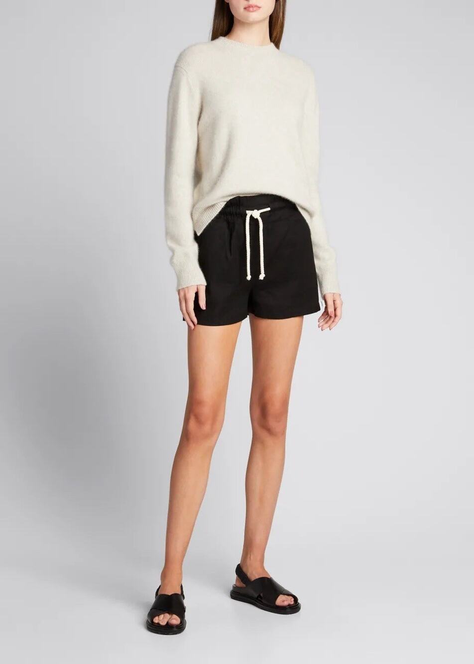 Monrow Black Paperbag Tie Waist Linen Shorts M